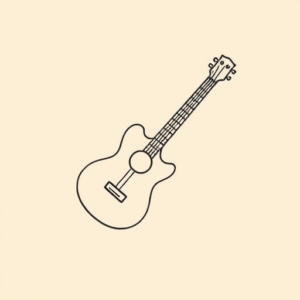 Continuous Line Guitar Tattoo