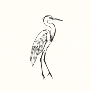 Continuous Line Heron Tattoo