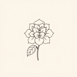 Continuous Line Hydrangea Tattoo