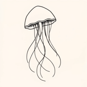 Continuous Line Jellyfish Tattoo