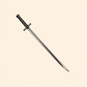 Continuous Line Katana Tattoo