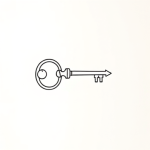 Continuous Line Key Tattoo