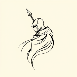 Continuous Line Knight Tattoo