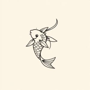 Continuous Line Koi Tattoo
