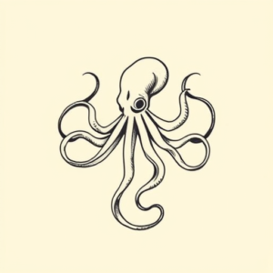 Continuous Line Kraken Tattoo