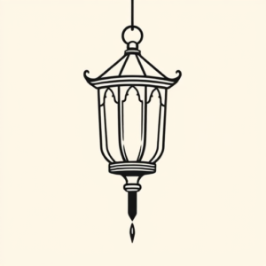 Continuous Line Lantern Tattoo