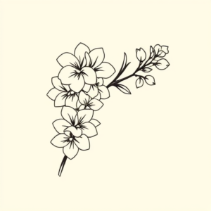 Continuous Line Lilac Tattoo