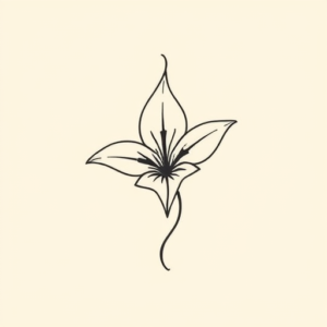 Continuous Line Lily Tattoo