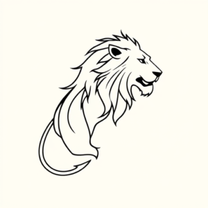 Continuous Line Lioness Tattoo