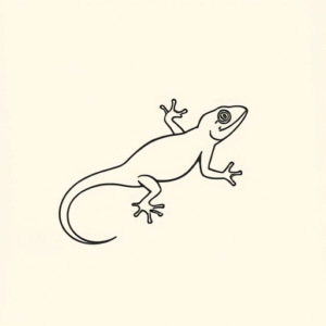 Continuous Line Lizard Tattoo