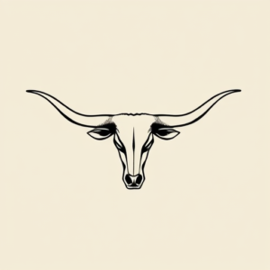 Continuous Line Longhorn Tattoo