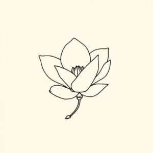 Continuous Line Magnolia Tattoo