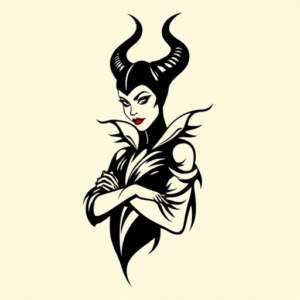 Continuous Line Maleficent Tattoo