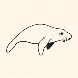 Continuous Line Manatee Tattoo