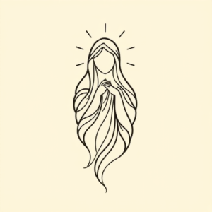 Continuous Line Mary Tattoo