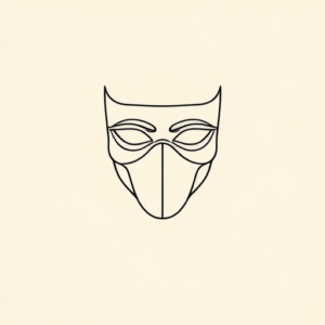 Continuous Line Mask Tattoo