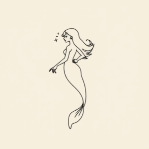 Continuous Line Mermaid Tattoo