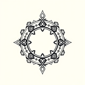 Continuous Line Mictlantecuhtli Tattoo