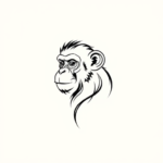 Continuous Line Monkey Tattoo