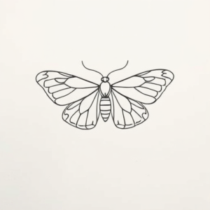 Continuous Line Moth Tattoo