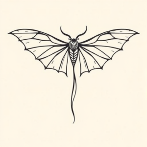 Continuous Line Mothman Tattoo