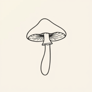 Continuous Line Mushroom Tattoo