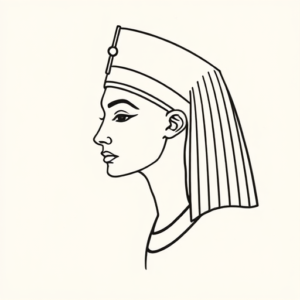 Continuous Line Nefertiti Tattoo