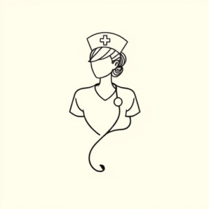 Continuous Line Nurse Tattoo