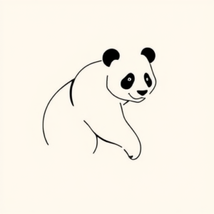 Continuous Line Panda Tattoo