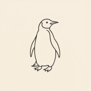 Continuous Line Penguin Tattoo