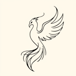 Continuous Line Phoenix Tattoo