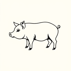 Continuous Line Pig Tattoo