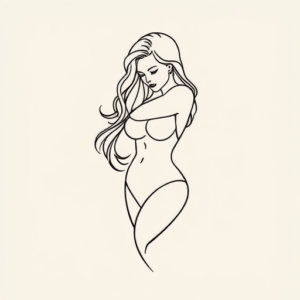 Continuous Line Pinup Tattoo