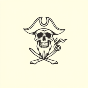 Continuous Line Pirate Tattoo