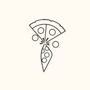 Continuous Line Pizza Tattoo
