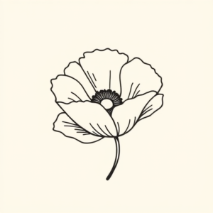 Continuous Line Poppy Tattoo