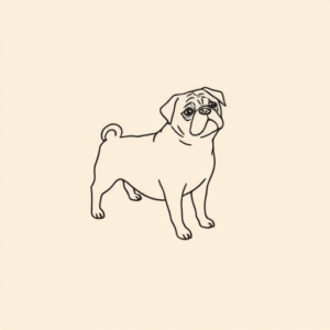 Continuous Line Pug Tattoo