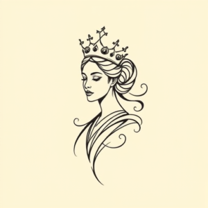 Continuous Line Queen Tattoo