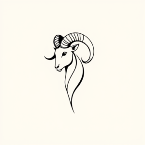 Continuous Line Ram Tattoo