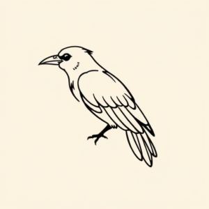Continuous Line Raven Tattoo