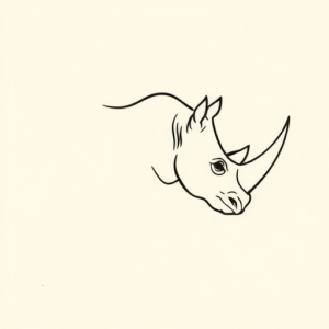 Continuous Line Rhino Tattoo