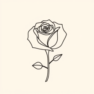 Continuous Line Rose Tattoo