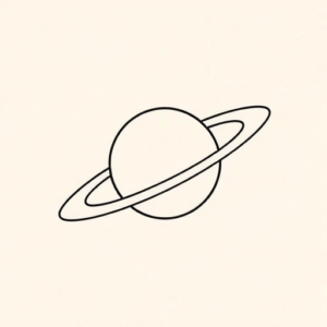 Continuous Line Saturn Tattoo