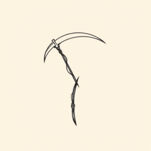 Continuous Line Scythe Tattoo