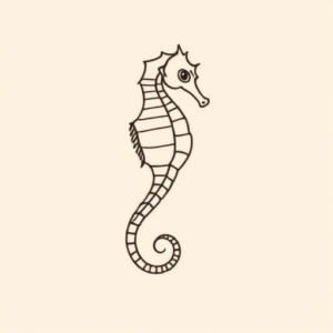 Continuous Line Seahorse Tattoo