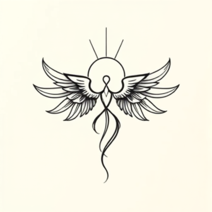 Continuous Line Seraphim Tattoo