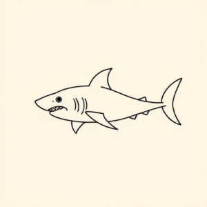 Continuous Line Shark Tattoo