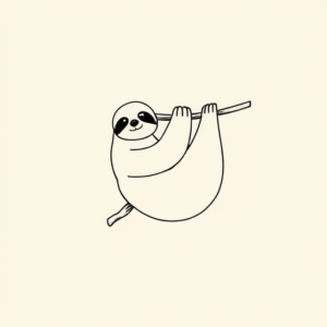 Continuous Line Sloth Tattoo