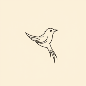 Continuous Line Sparrow Tattoo
