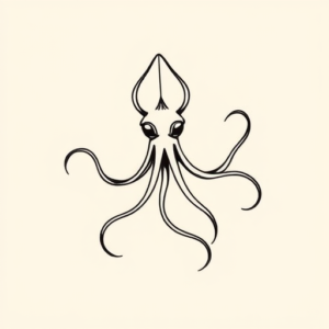 Continuous Line Squid Tattoo